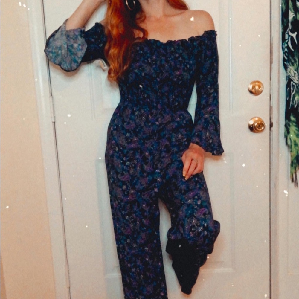 Paisley off shoulder jumpsuit
